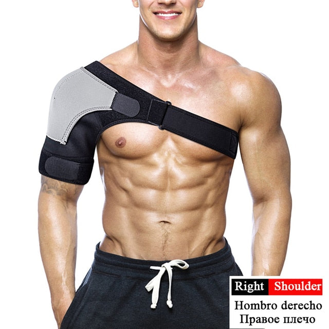 Adjustable Neoprene compression Shoulder sling, restricts movement to help in the healing of rotator cuff and shoulder blade injuries