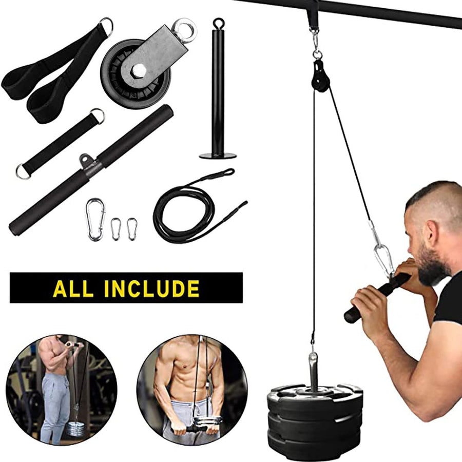 9Pcs Fitness DIY Pulley Cable Machine System, ideal for strengthening the core building up triceps and biceps