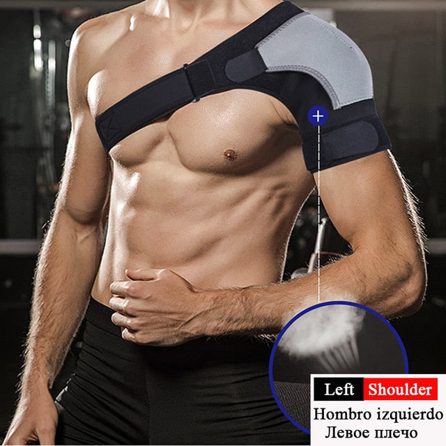 Adjustable Neoprene compression Shoulder sling, restricts movement to help in the healing of rotator cuff and shoulder blade injuries